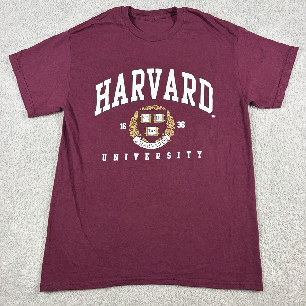 VINTAGE Harvard University Shirt Mens Small Burgundy Crest College